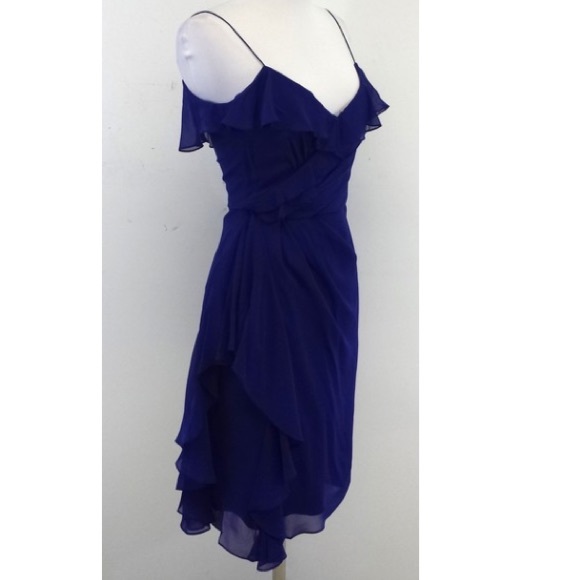 Badgley Mischka Dresses & Skirts - Silk Badgley Mischka Blue Ruffle dress